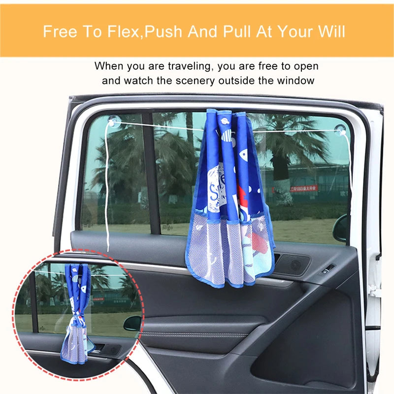 Cartoon Universal Car Side Window Sunshade Curtain Summer Adjustable Auto Windows Sun Visor Styling Animal Pattern Blinds Covers