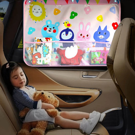 Cartoon Universal Car Side Window Sunshade Curtain Summer Adjustable Auto Windows Sun Visor Styling Animal Pattern Blinds Covers