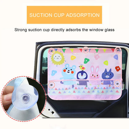 Cartoon Universal Car Side Window Sunshade Curtain Summer Adjustable Auto Windows Sun Visor Styling Animal Pattern Blinds Covers