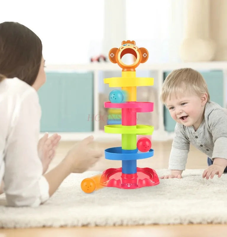 Puzzle Track Rolling Ball Sliding Ball Tower Baby Fun Early Education Rotating Folding Toy