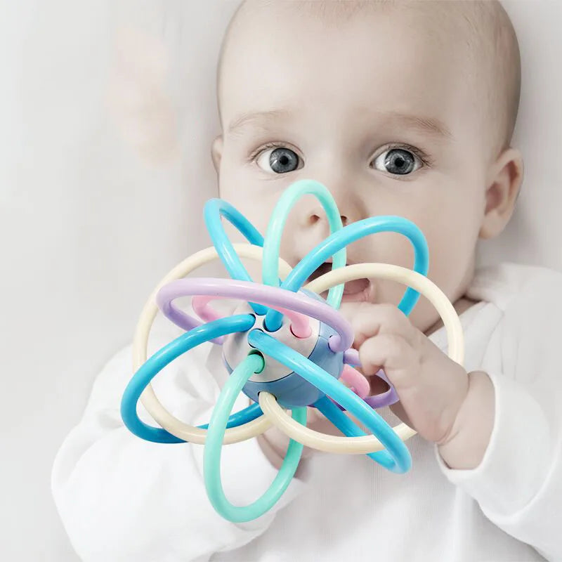 Baby Montessori Toys 0 12 Months Sensory Rattle Teether Grasping Activity  Development Toys Silicone Teething Toys For Babies