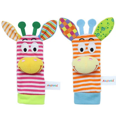 Baby Games Plush Rattle Socks Sensory Toys For Babies Newborn Accessories Stuffed Animal Wrist Rattle Baby Toys 0 3 6 12 Months