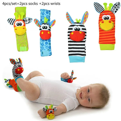 Baby Games Plush Rattle Socks Sensory Toys For Babies Newborn Accessories Stuffed Animal Wrist Rattle Baby Toys 0 3 6 12 Months