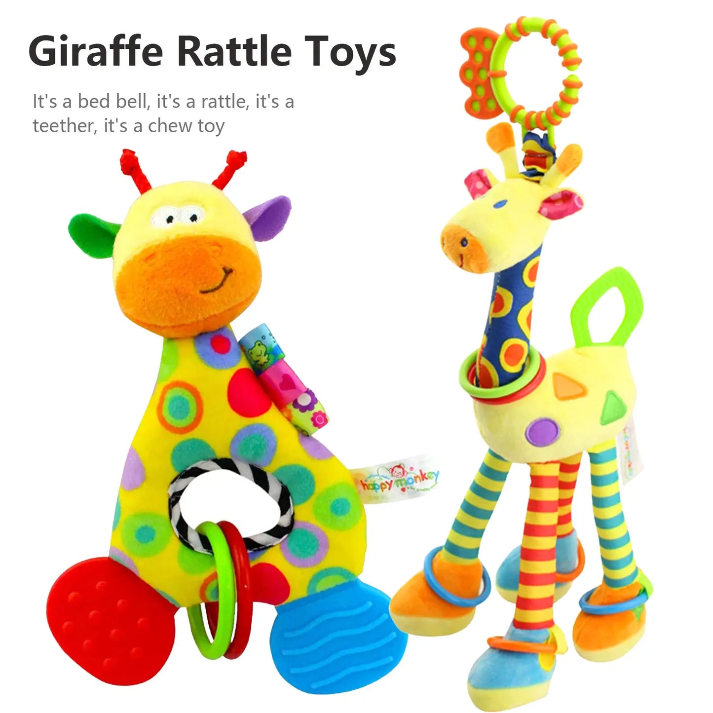 6Types Baby handheld toys rattle music Teether can bite Baby grip training Crib bell Stroller hanging bell Giraffe gift