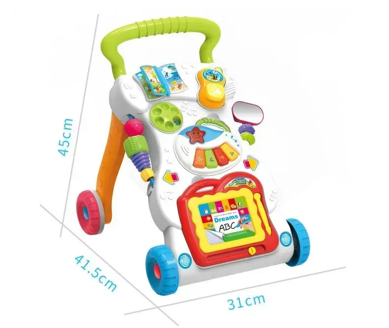 [Funny] Multi-function Adjustable Car Baby Walker Car Helps Walk Activity Music Mobile phone + Electronic organ + Drawing board