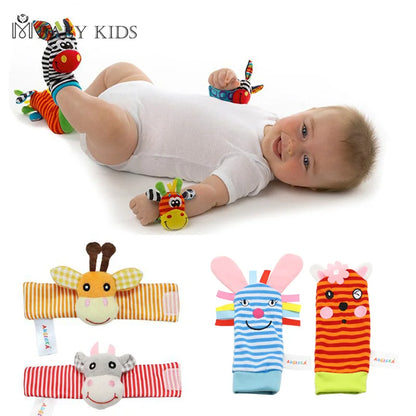 Baby Games Plush Rattle Socks Sensory Toys For Babies Newborn Accessories Stuffed Animal Wrist Rattle Baby Toys 0 3 6 12 Months