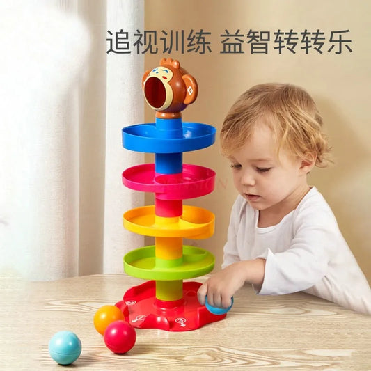 Puzzle Track Rolling Ball Sliding Ball Tower Baby Fun Early Education Rotating Folding Toy