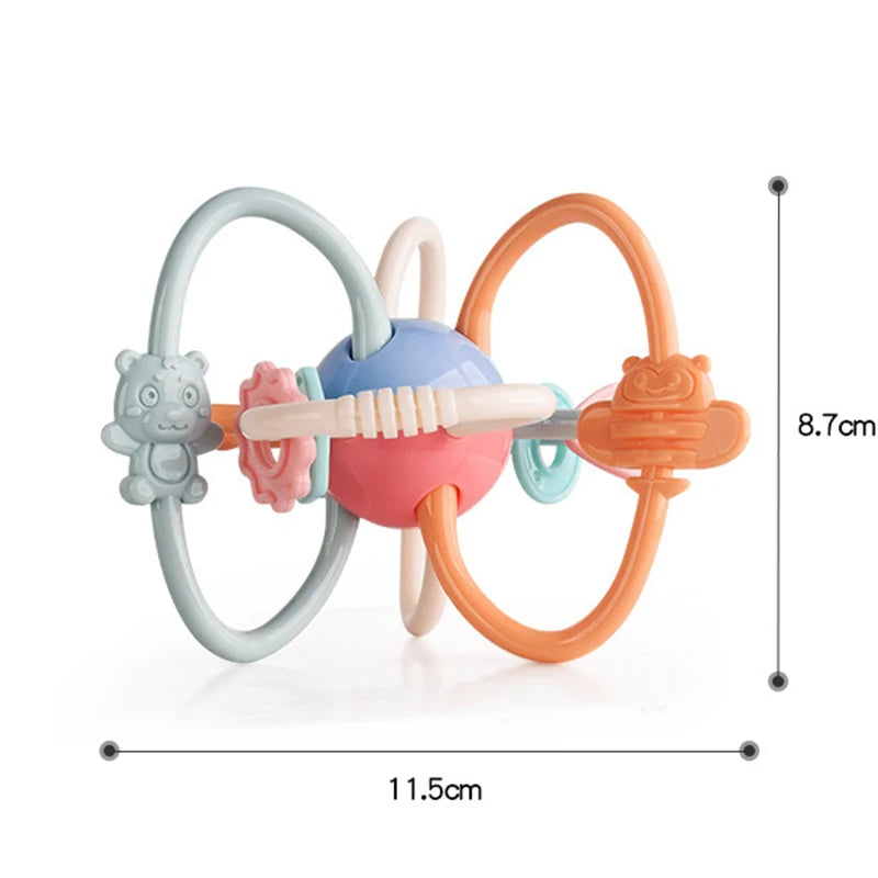 Baby Montessori Toys 0 12 Months Sensory Rattle Teether Grasping Activity  Development Toys Silicone Teething Toys For Babies