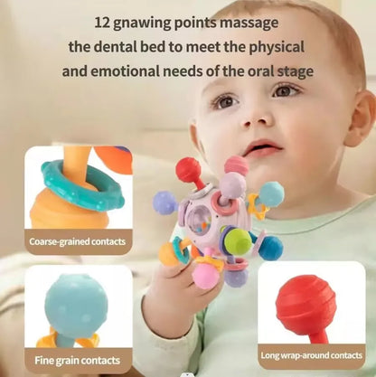 Baby Montessori Toys 0 12 Months Sensory Rattle Teether Grasping Activity  Development Toys Silicone Teething Toys For Babies